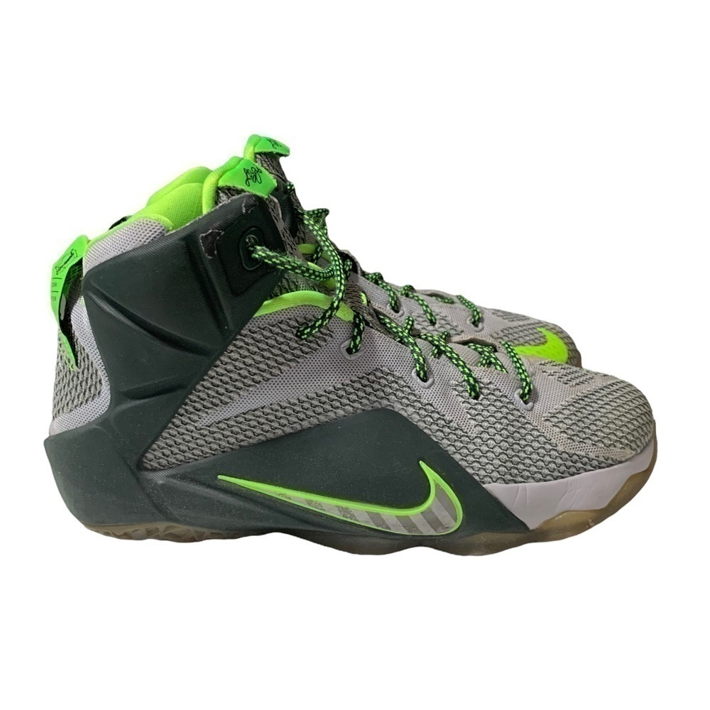 Nike LeBron 12 'Dunkman Wolf Grey Reflect Silver Black Electric Green Boys 6.5Y